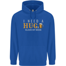 I Need a Huge Glass of Beer Funny Alcohol Mens 80% Cotton Hoodie Royal Blue