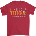 I Need a Huge Glass of Beer Funny Alcohol Mens T-Shirt Cotton Gildan Red