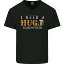 I Need a Huge Glass of Beer Funny Alcohol Mens V-Neck Cotton T-Shirt Black