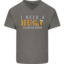 I Need a Huge Glass of Beer Funny Alcohol Mens V-Neck Cotton T-Shirt Charcoal