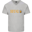 I Need a Huge Glass of Beer Funny Alcohol Mens V-Neck Cotton T-Shirt Sports Grey