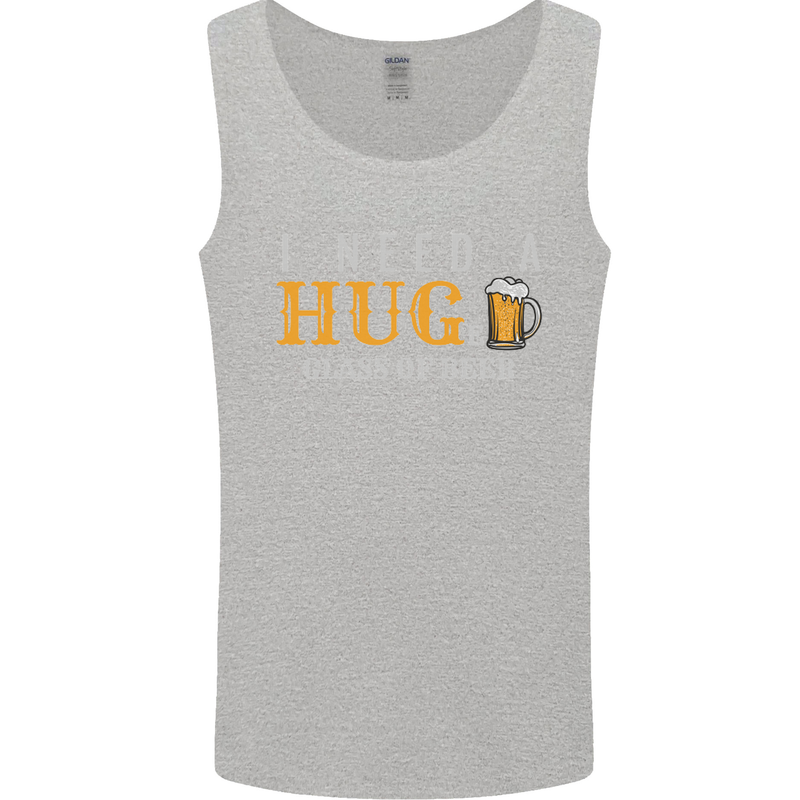 I Need a Huge Glass of Beer Funny Alcohol Mens Vest Tank Top Sports Grey