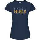 I Need a Huge Glass of Beer Funny Alcohol Womens Petite Cut T-Shirt Navy Blue