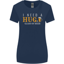 I Need a Huge Glass of Beer Funny Alcohol Womens Wider Cut T-Shirt Navy Blue
