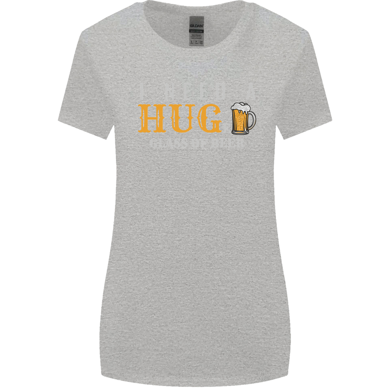 I Need a Huge Glass of Beer Funny Alcohol Womens Wider Cut T-Shirt Sports Grey