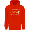 I Need a Huge Glass of Cider Funny Alcohol Mens 80% Cotton Hoodie Bright Red