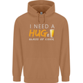 I Need a Huge Glass of Cider Funny Alcohol Mens 80% Cotton Hoodie Caramel Latte