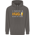 I Need a Huge Glass of Cider Funny Alcohol Mens 80% Cotton Hoodie Charcoal