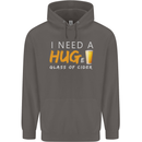 I Need a Huge Glass of Cider Funny Alcohol Mens 80% Cotton Hoodie Charcoal