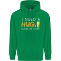 I Need a Huge Glass of Cider Funny Alcohol Mens 80% Cotton Hoodie Irish Green