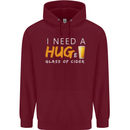 I Need a Huge Glass of Cider Funny Alcohol Mens 80% Cotton Hoodie Maroon