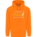 I Need a Huge Glass of Cider Funny Alcohol Mens 80% Cotton Hoodie Orange