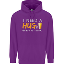 I Need a Huge Glass of Cider Funny Alcohol Mens 80% Cotton Hoodie Purple