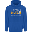 I Need a Huge Glass of Cider Funny Alcohol Mens 80% Cotton Hoodie Royal Blue