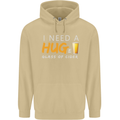I Need a Huge Glass of Cider Funny Alcohol Mens 80% Cotton Hoodie Sand
