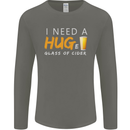 I Need a Huge Glass of Cider Funny Alcohol Mens Long Sleeve T-Shirt Charcoal