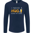 I Need a Huge Glass of Cider Funny Alcohol Mens Long Sleeve T-Shirt Navy Blue