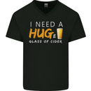 I Need a Huge Glass of Cider Funny Alcohol Mens V-Neck Cotton T-Shirt Black