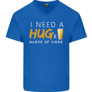 I Need a Huge Glass of Cider Funny Alcohol Mens V-Neck Cotton T-Shirt Royal Blue