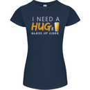 I Need a Huge Glass of Cider Funny Alcohol Womens Petite Cut T-Shirt Navy Blue