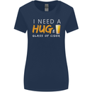 I Need a Huge Glass of Cider Funny Alcohol Womens Wider Cut T-Shirt Navy Blue