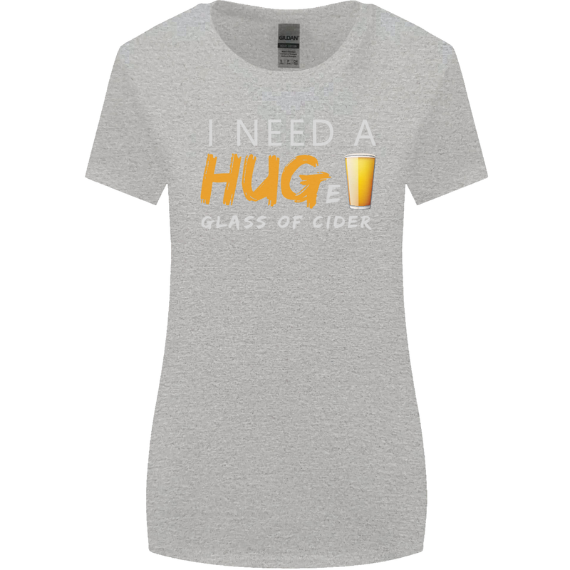 I Need a Huge Glass of Cider Funny Alcohol Womens Wider Cut T-Shirt Sports Grey