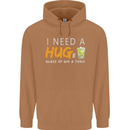 I Need a Huge Glass of Gin & Tonic Funny Mens 80% Cotton Hoodie Caramel Latte