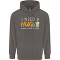 I Need a Huge Glass of Gin & Tonic Funny Mens 80% Cotton Hoodie Charcoal