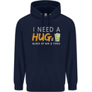 I Need a Huge Glass of Gin & Tonic Funny Mens 80% Cotton Hoodie Navy Blue