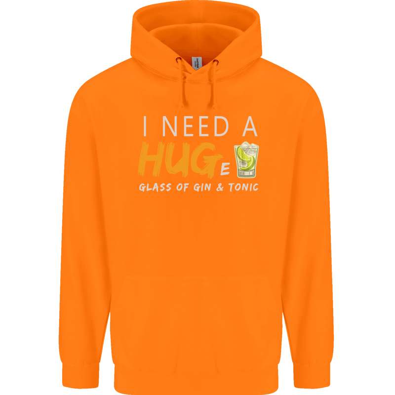 I Need a Huge Glass of Gin & Tonic Funny Mens 80% Cotton Hoodie Orange