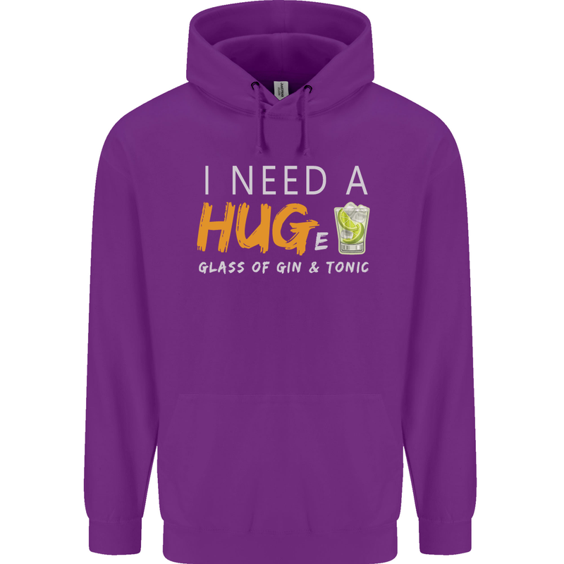 I Need a Huge Glass of Gin & Tonic Funny Mens 80% Cotton Hoodie Purple