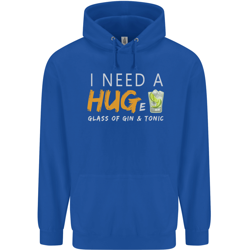 I Need a Huge Glass of Gin & Tonic Funny Mens 80% Cotton Hoodie Royal Blue