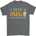 I Need a Huge Glass of Gin & Tonic Funny Mens T-Shirt Cotton Gildan Charcoal