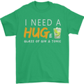 I Need a Huge Glass of Gin & Tonic Funny Mens T-Shirt Cotton Gildan Irish Green