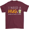 I Need a Huge Glass of Gin & Tonic Funny Mens T-Shirt Cotton Gildan Maroon