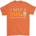 I Need a Huge Glass of Gin & Tonic Funny Mens T-Shirt Cotton Gildan Orange