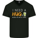 I Need a Huge Glass of Gin & Tonic Funny Mens V-Neck Cotton T-Shirt Black