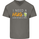 I Need a Huge Glass of Gin & Tonic Funny Mens V-Neck Cotton T-Shirt Charcoal
