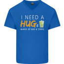 I Need a Huge Glass of Gin & Tonic Funny Mens V-Neck Cotton T-Shirt Royal Blue