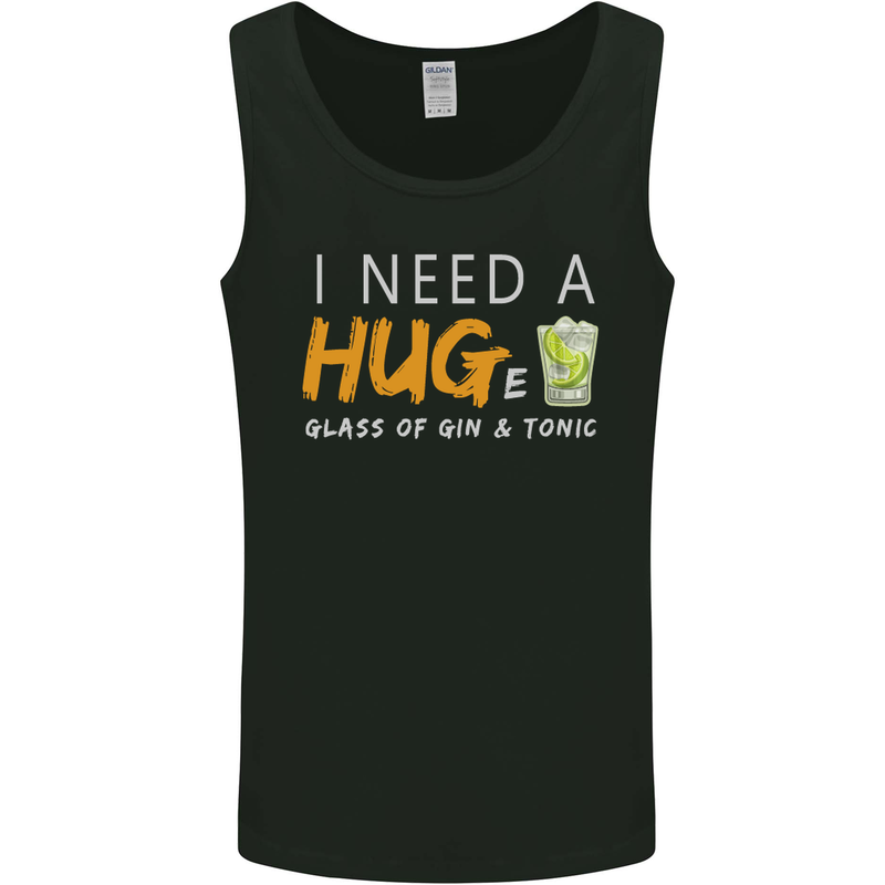 I Need a Huge Glass of Gin & Tonic Funny Mens Vest Tank Top Black