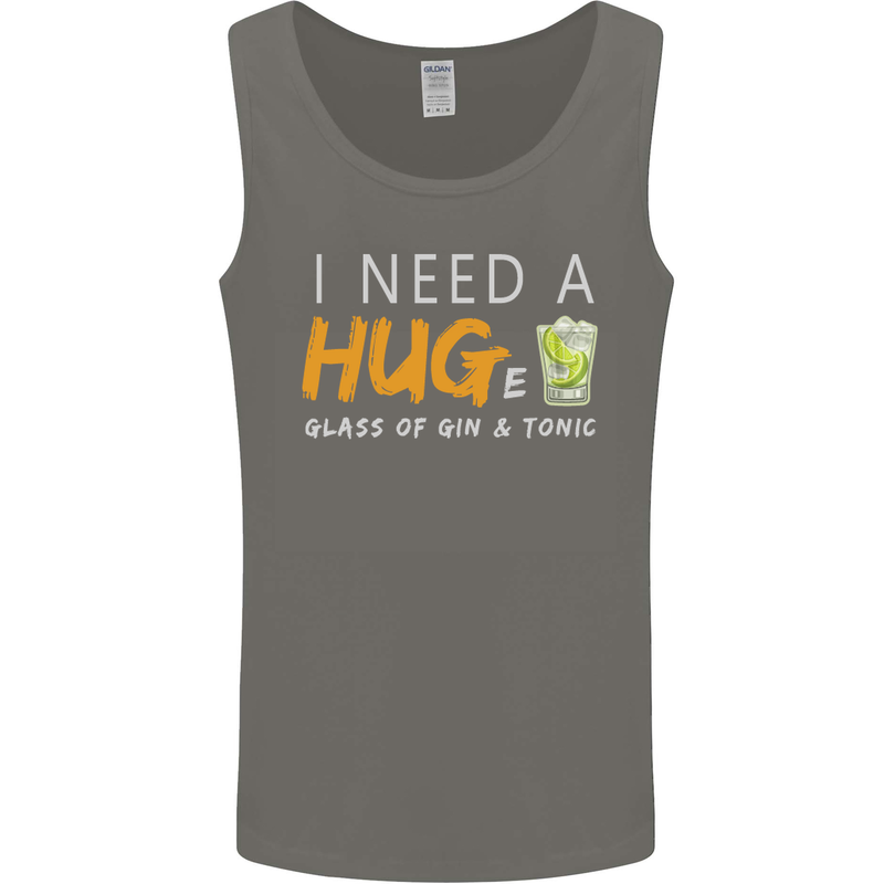 I Need a Huge Glass of Gin & Tonic Funny Mens Vest Tank Top Charcoal