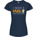 I Need a Huge Glass of Gin & Tonic Funny Womens Petite Cut T-Shirt Navy Blue