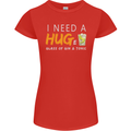 I Need a Huge Glass of Gin & Tonic Funny Womens Petite Cut T-Shirt Red