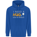 I Need a Huge Glass of Prosecco Funny Mens 80% Cotton Hoodie Royal Blue