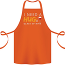 I Need a Huge Glass of Red Wine Funny Cotton Apron 100% Organic Orange