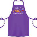 I Need a Huge Glass of Red Wine Funny Cotton Apron 100% Organic Purple