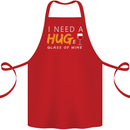 I Need a Huge Glass of Red Wine Funny Cotton Apron 100% Organic Red