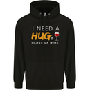 I Need a Huge Glass of Red Wine Funny Mens 80% Cotton Hoodie Black