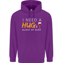 I Need a Huge Glass of Red Wine Funny Mens 80% Cotton Hoodie Purple