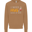 I Need a Huge Glass of Red Wine Funny Mens Sweatshirt Jumper Caramel Latte